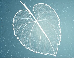 Generated image delicate  white leaf on seafood turquoise background 