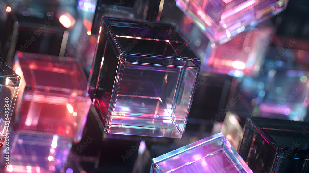 Aufkleber abstract glowing cubes in vibrant colors create an intriguing and modern geometric background design