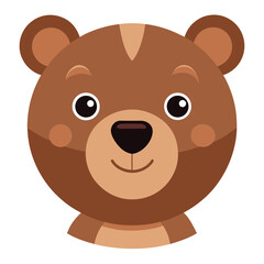 Fototapeta premium Cartoon Brown Bear Face Illustration Cute Animal Design for Kids and Decoration