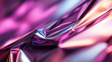 A dynamic and colorful metallic foil surface showcases rich hues, reflecting light and creating an engaging visual for design and artistic purposes. Perfect for modern themes.