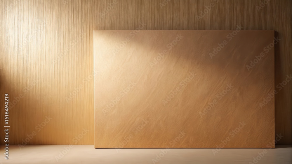 Poster elegant golden panel against textured background a minimalist mockup for presentation or display