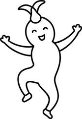 Happy Dancing Vegetables Outline Design.
