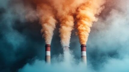 A powerful image depicting smoke billowing from the stacks of a factory against a dramatic sky, spotlighting environmental concerns and the impact of industrialization on nature.