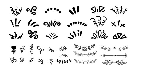 Thick Ink Line comic Effect Set,Design types of Glow effect,Hand Drawn Doddle Effect Set,Flower Border Design Collection,Small Leaf Decoration Design Collection.  © Nidhi