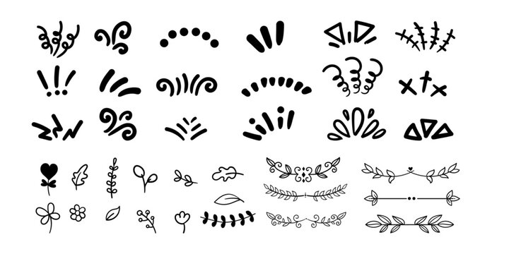 Thick Ink Line comic Effect Set,Design types of Glow effect,Hand Drawn Doddle Effect Set,Flower Border Design Collection,Small Leaf Decoration Design Collection. 