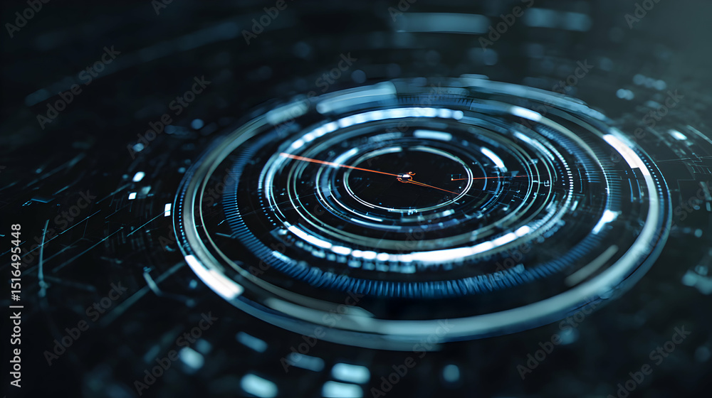 Poster abstract futuristic technology background with hud interface and clock display for digital design co