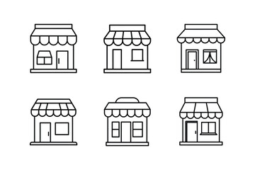 storefront property line art vector illustration