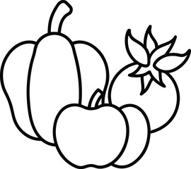 Minimalist Vegetable Outline Wall Art Design.