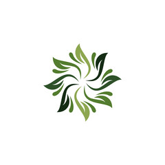 Organic Leaf Circle Logo Design. Nature Leaf Flower Design