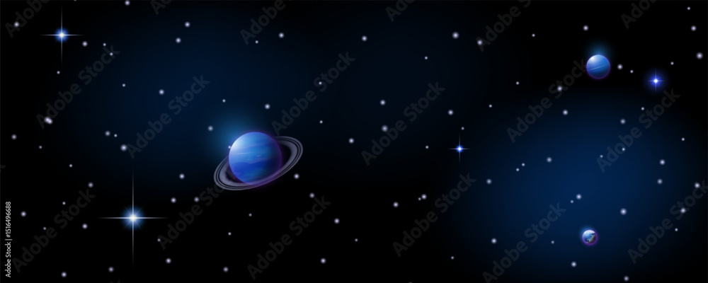 Wall mural concept of web banner. magic color galaxy. horizontal space background with realistic nebula, stardu