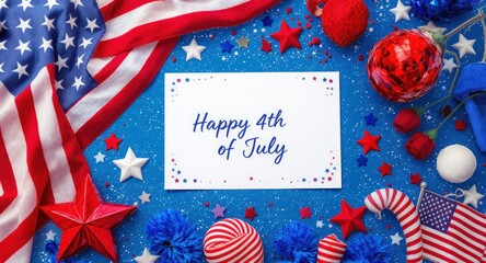 Happy 4th of July card with USA flag