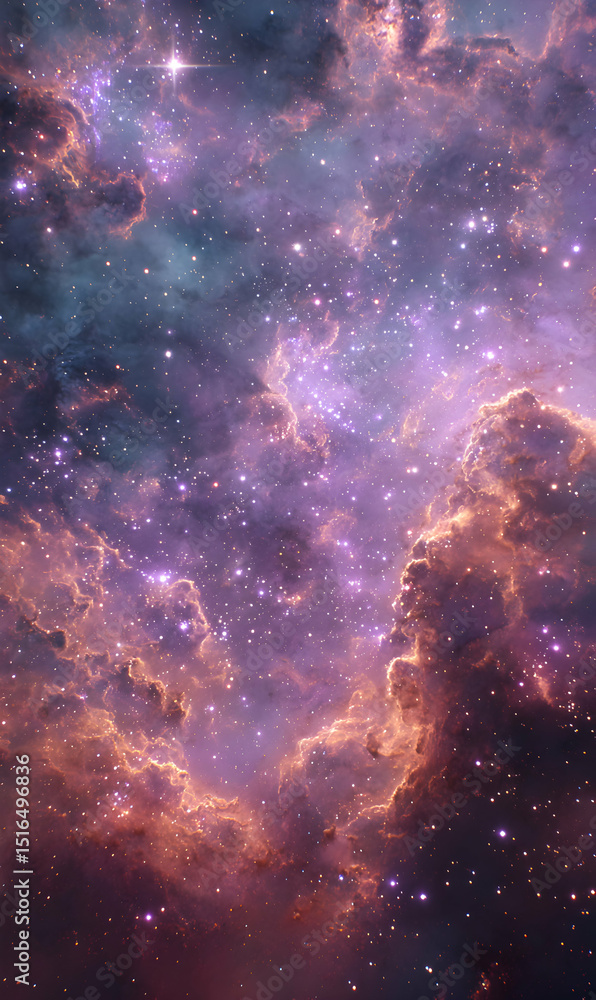 Poster celestial tapestry a mesmerizing display of interstellar clouds stars and cosmic dust illuminating t
