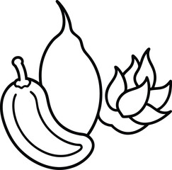 Outline Drawing of Indian Veg Combo Dish.