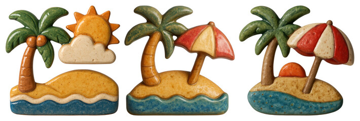 PNG Tropical island cookies delightfully crafted, element set on transparent background