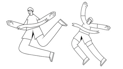 quirky character illustrations line art running finish