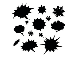 Comic Book Speech Bubbles and Explosions, element set featuring various comic book style speech bubbles and explosions, comic book, speech bubbles, explosions, comic, cartoon, graphic design, illustra