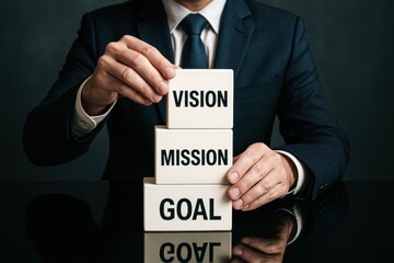 A business professional strategically builds growth by aligning mission and vision to achieve clear organizational goals and drive effective decision-making