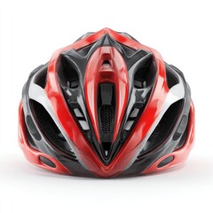 Red and black bicycle helmet.  Ventilated design