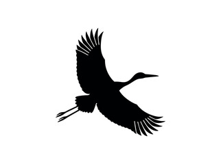 Silhouettes of Cranes in Flight, elegant silhouette of a crane in mid-flight against a plain, crane, silhouette, bird, flight, nature, wildlife, animal, freedom, flying, black and white, vector, graph