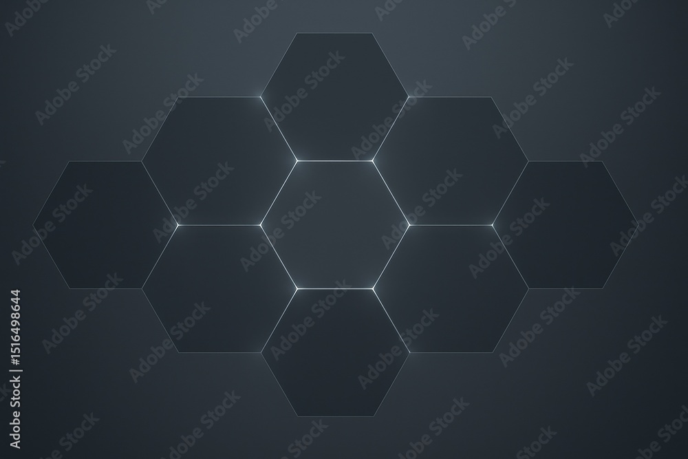 Poster efficient digital strategy is illustrated through interconnected hexagonal modules symbolizing innov