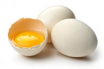 Ingredient for making breakfast - eggs, isolated on white background.
