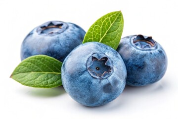 Fresh ripe blueberries isolated on white, Photo by AI.