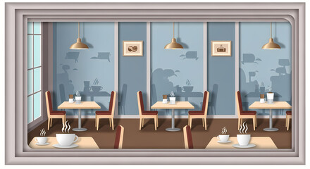 Stylish Coffee Shop Interior Illustration