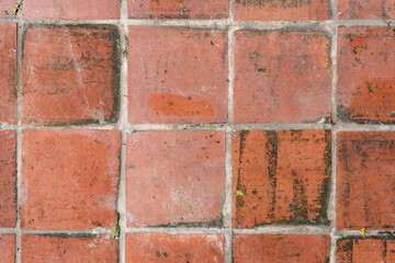 red old ceramic floor tile pattern aged grunge texture surface brick background