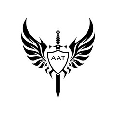 AAT letter logo. Wings of Valor AAT Emblem. AAT Warrior Seal.
