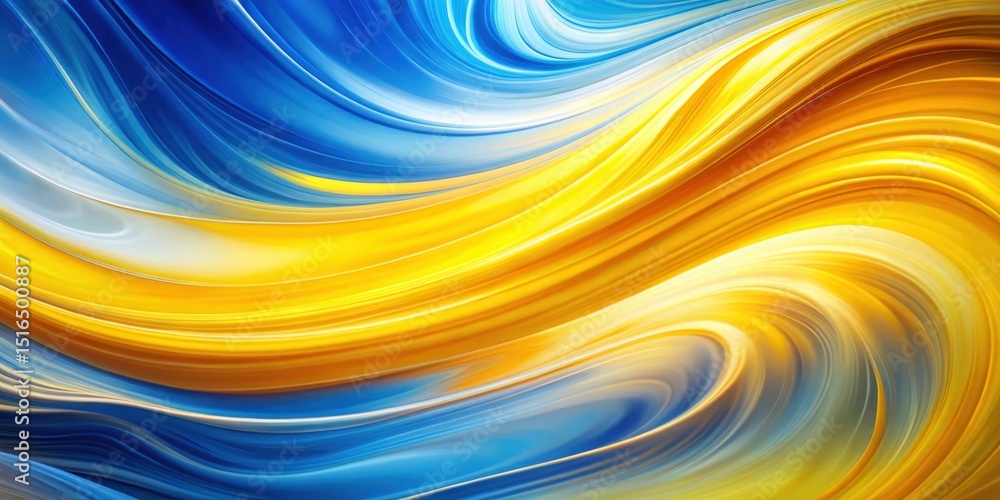 Poster abstract swirling blue and gold hues a dynamic composition of vibrant color and fluid motion