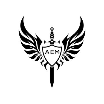 AEM letter logo. Wings of Valor AEM Emblem. AEM Warrior Seal.
