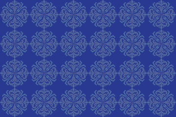 Fototapeta premium seamless damask pattern white a blue background.