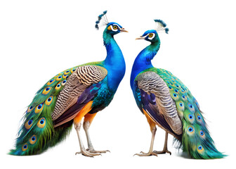 Obraz premium two peacock isolated on white background, PNG