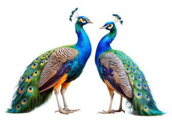  two peacock isolated on white background, PNG