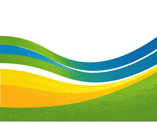 Abstract Wavy Bands of Blue Green and Yellow with Textured Surface