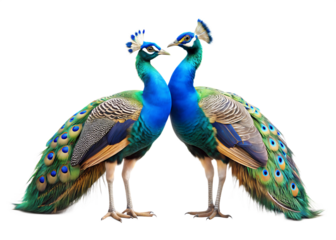  two peacock isolated on white background, PNG