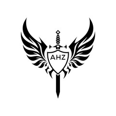 Obraz premium AHZ Warrior Seal . AHZ letter logo. Wings of Valor AHZ Emblem . 