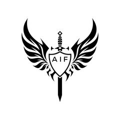 Obraz premium AIF Warrior Seal . AIF letter logo. Wings of Valor AIF Emblem . 