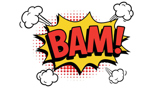 Bam comic book colorful explosion with retro pop art style