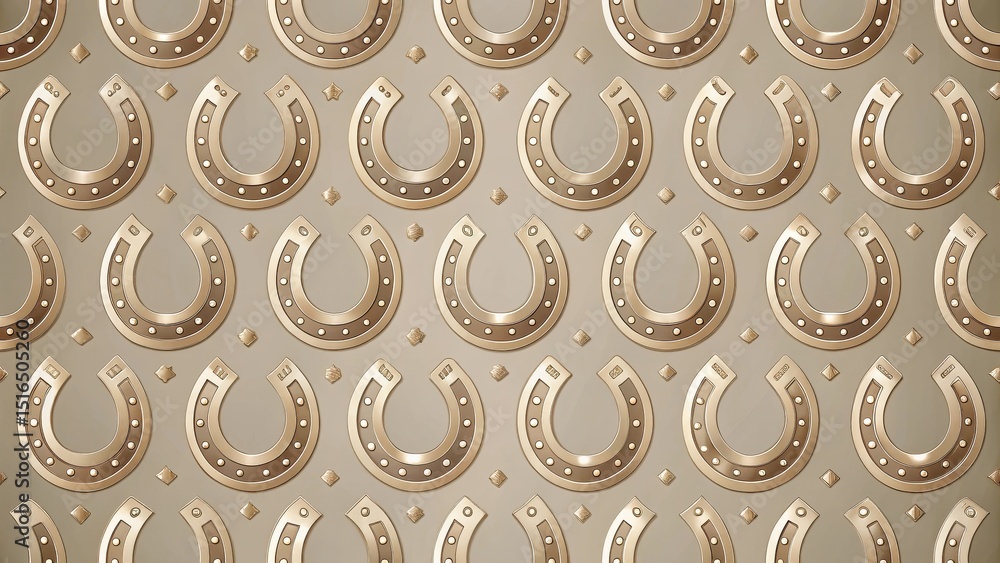 Aufkleber elegant golden horseshoes seamless pattern background design featuring metallic texture and geometri