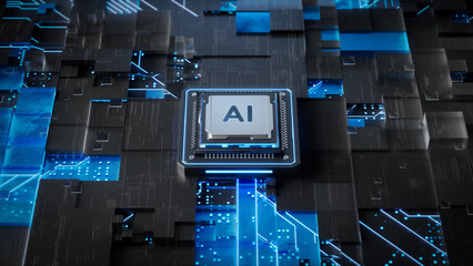 The Glowing AI Chip at the Heart of Advanced Digital Architecture