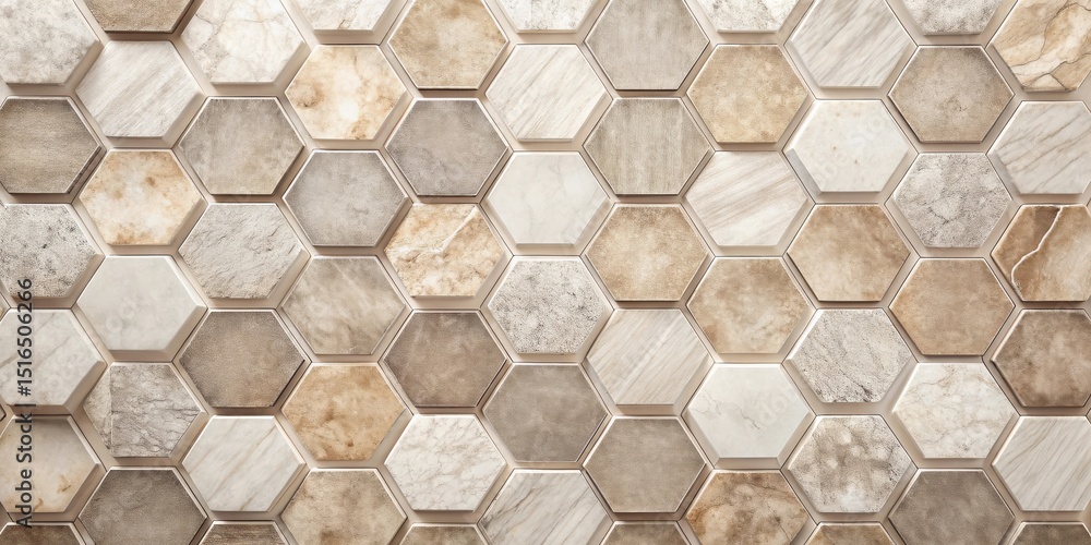 Fototapete hexagonal tile pattern with earth tone colors creating a modern and elegant design