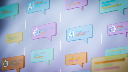 Aesthetically - Pleasing Speech Bubbles with AI and Robot Symbols for Modern Digital Communication
