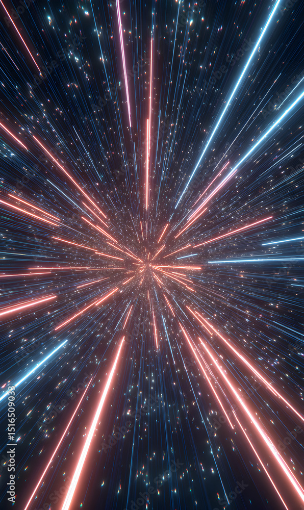 Poster accelerated light streaks through a cosmic tunnel simulation of speed and digital warp drive effect