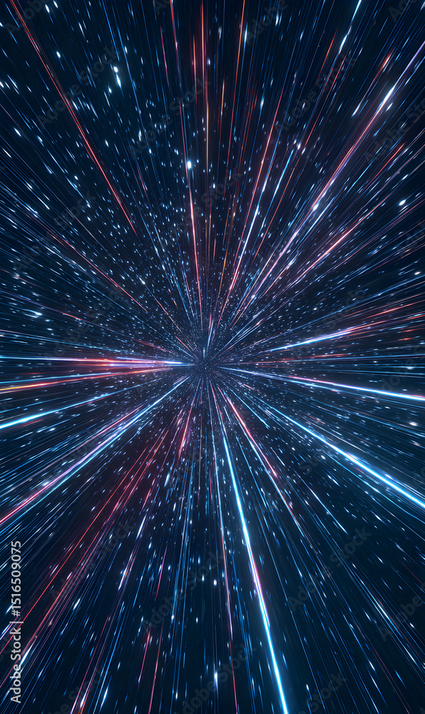 Aufkleber hyperdrive jump into hyperspace digital render showing fast movement through spacetime continuum vor