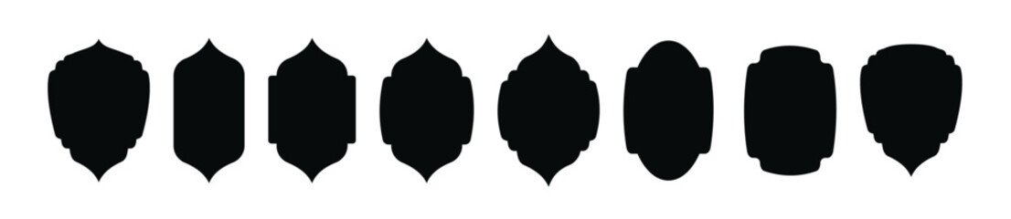 Set of vintage label and badges shape collections. Black template for patch. Vector