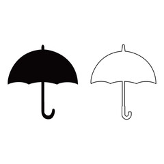 傘のシルエットと線画のイラスト　アイコン