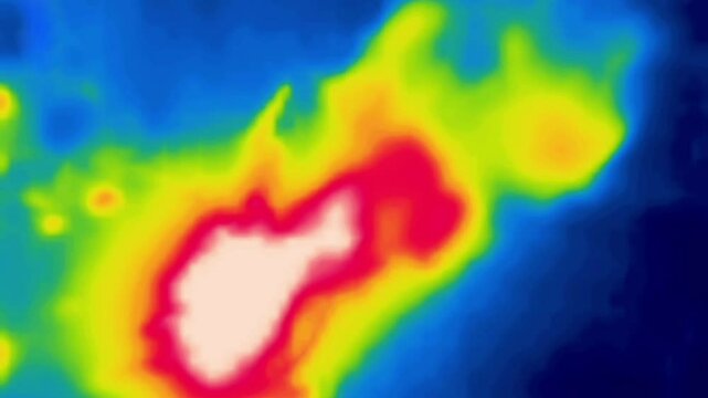 The flame of the campfire. Image thermal imager device.