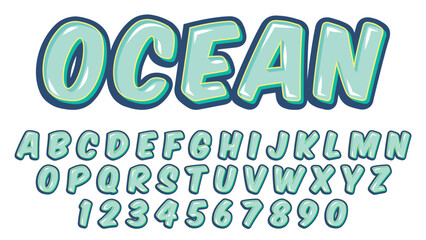 Green cartoon uppercase isolated letters
