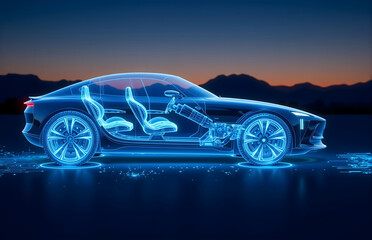 Tech - inspired Transparent Car Rendering